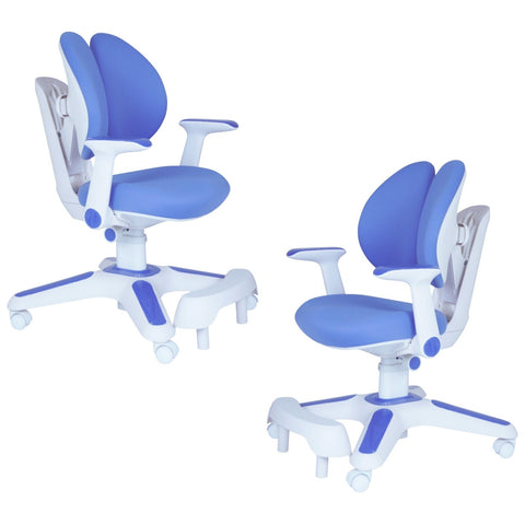 Ergonomic Children Kids Study Chair Set Of 2 Height Adjustable Blue Kids Chairs