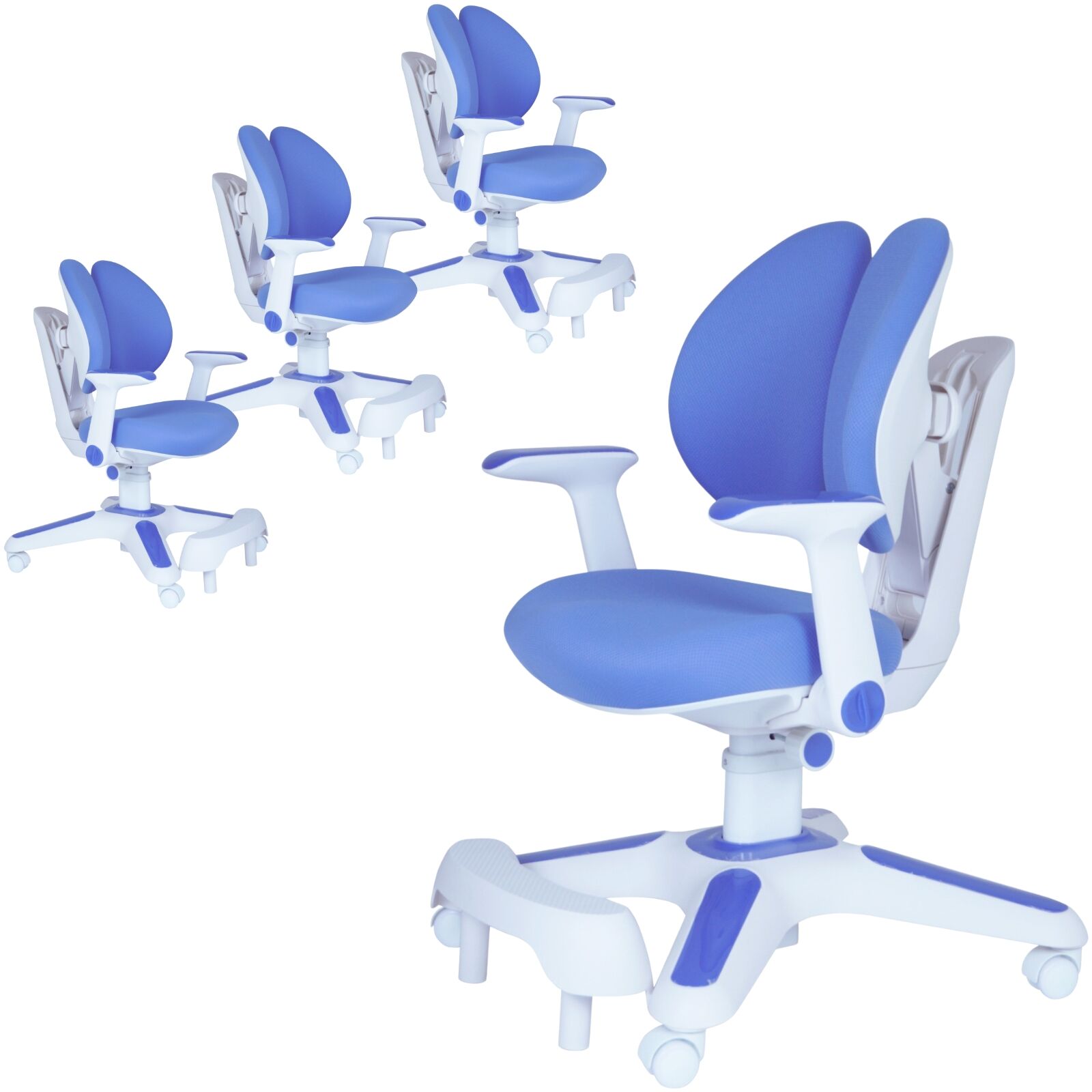 Ergonomic Children Kids Study Chair Set Of 4 Height Adjustable Blue Kids Chairs