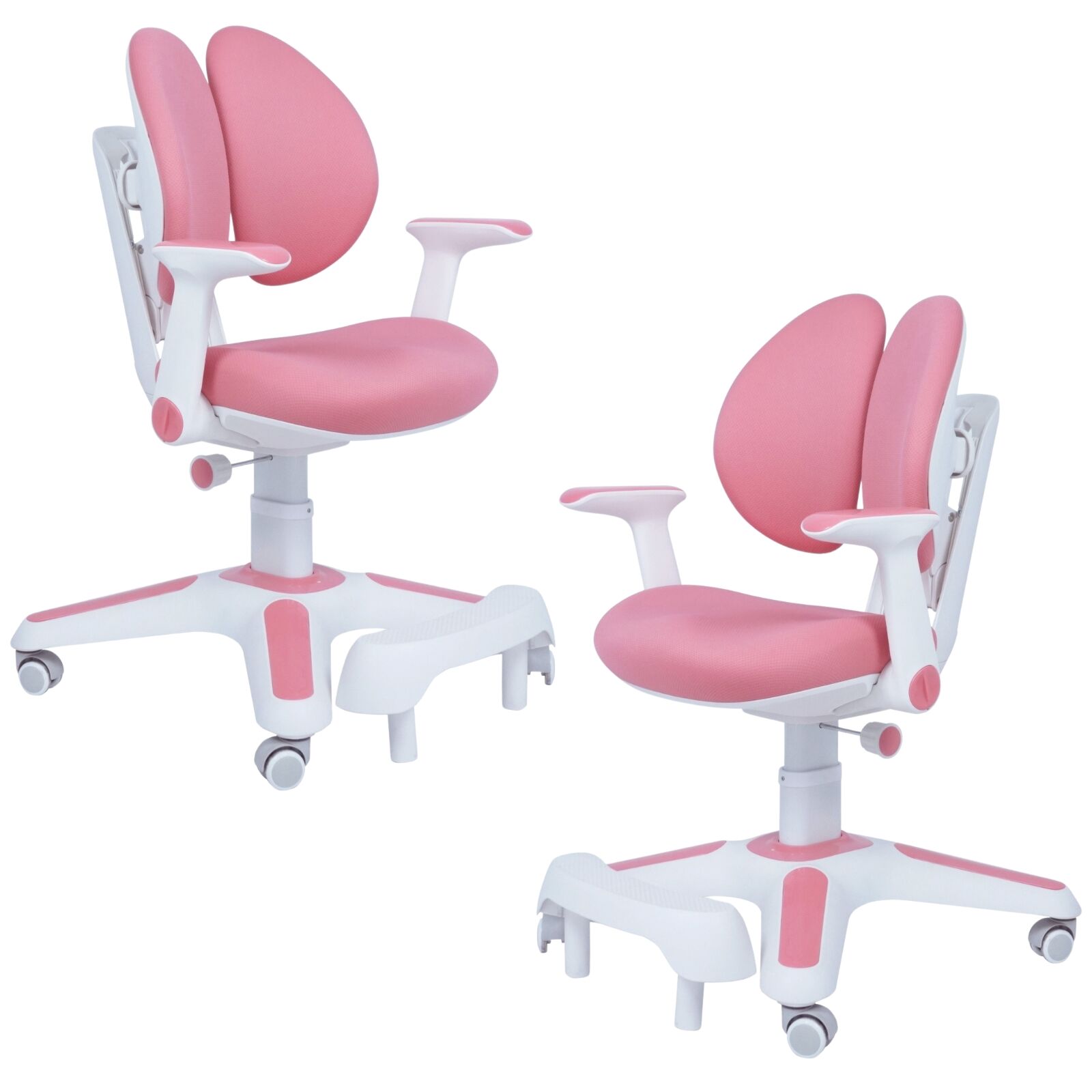 2X Ergonomic Children Kids Study Chairs Height Adjustable Pink Kids Chairs
