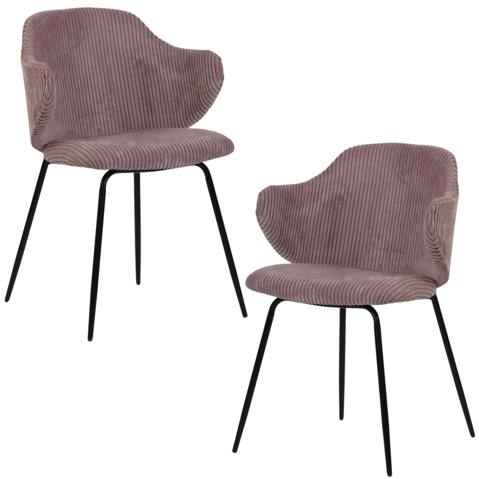 Br Home Set Of 2 With Corduroy Fabric In Pink Dining Chairs