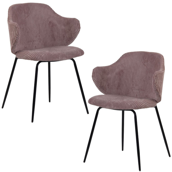 Br Home Set Of 2 With Corduroy Fabric In Pink Dining Chairs