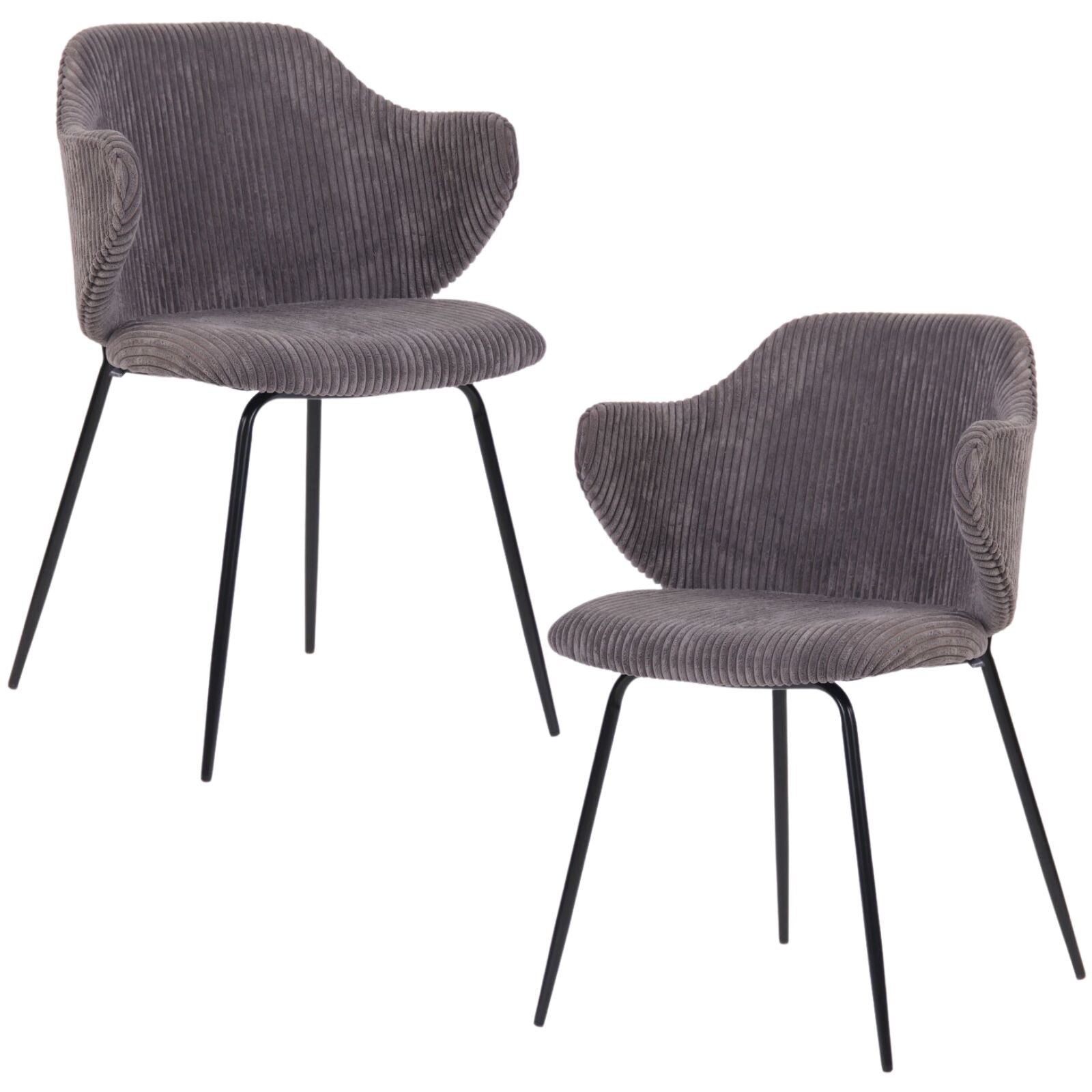 Br Home Set Of 2 With Corduroy Fabric In Dark Grey Lincoln Dining Chairs