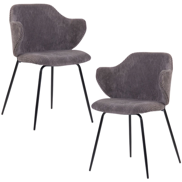 Br Home Set Of 2 With Corduroy Fabric In Dark Grey Lincoln Dining Chairs