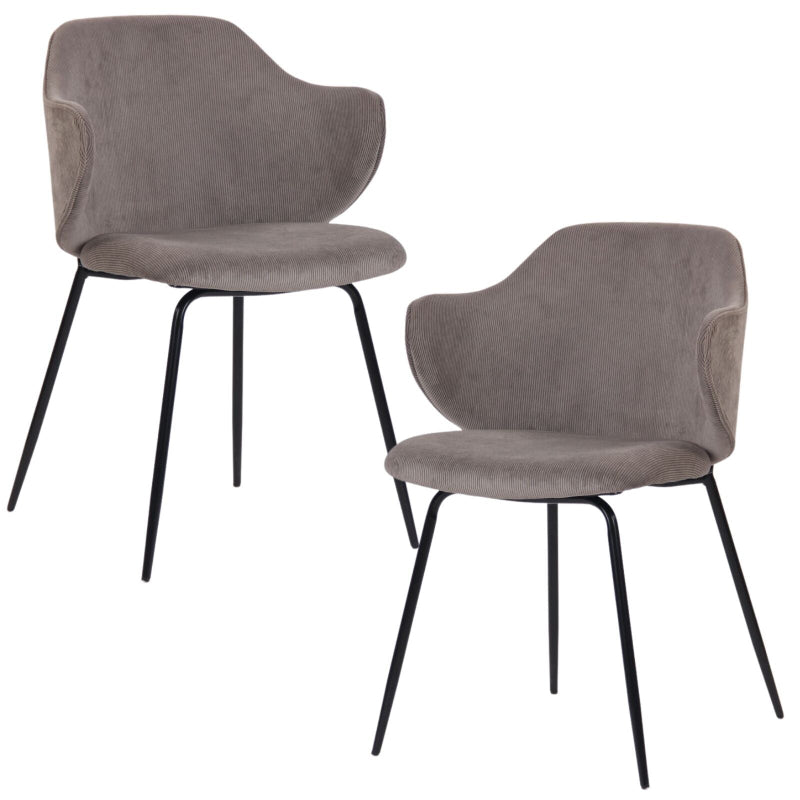 Br Home Set Of 2 With Corduroy Fabric In Grey Dining Chairs
