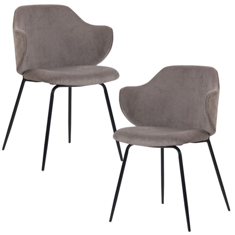 Br Home Set Of 2 With Corduroy Fabric In Grey Dining Chairs