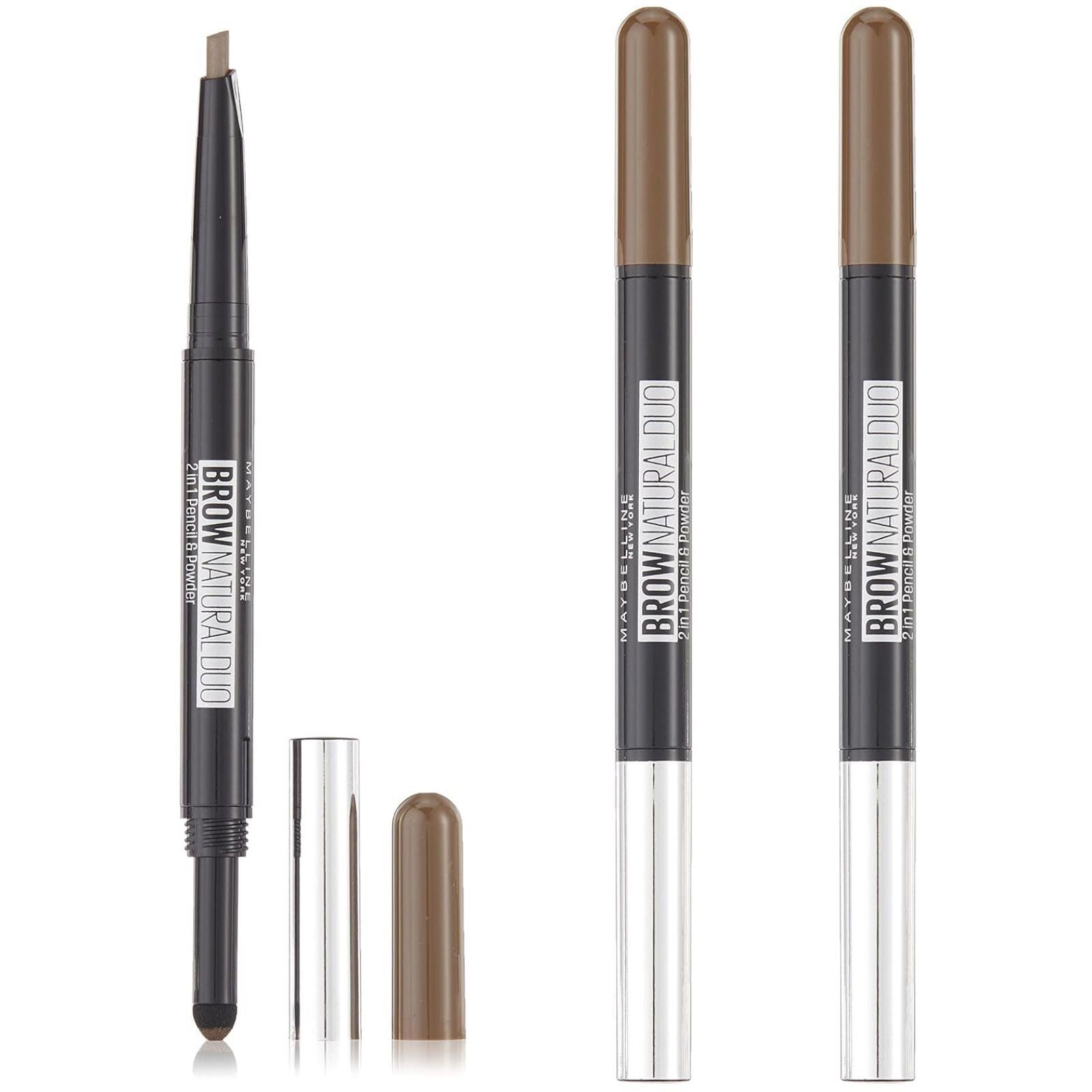 Maybelline 3X New York Natural Eye Brow Duo 2 In 1 Pencil & Powder Deep Brown Eyebrow Liner & Definition