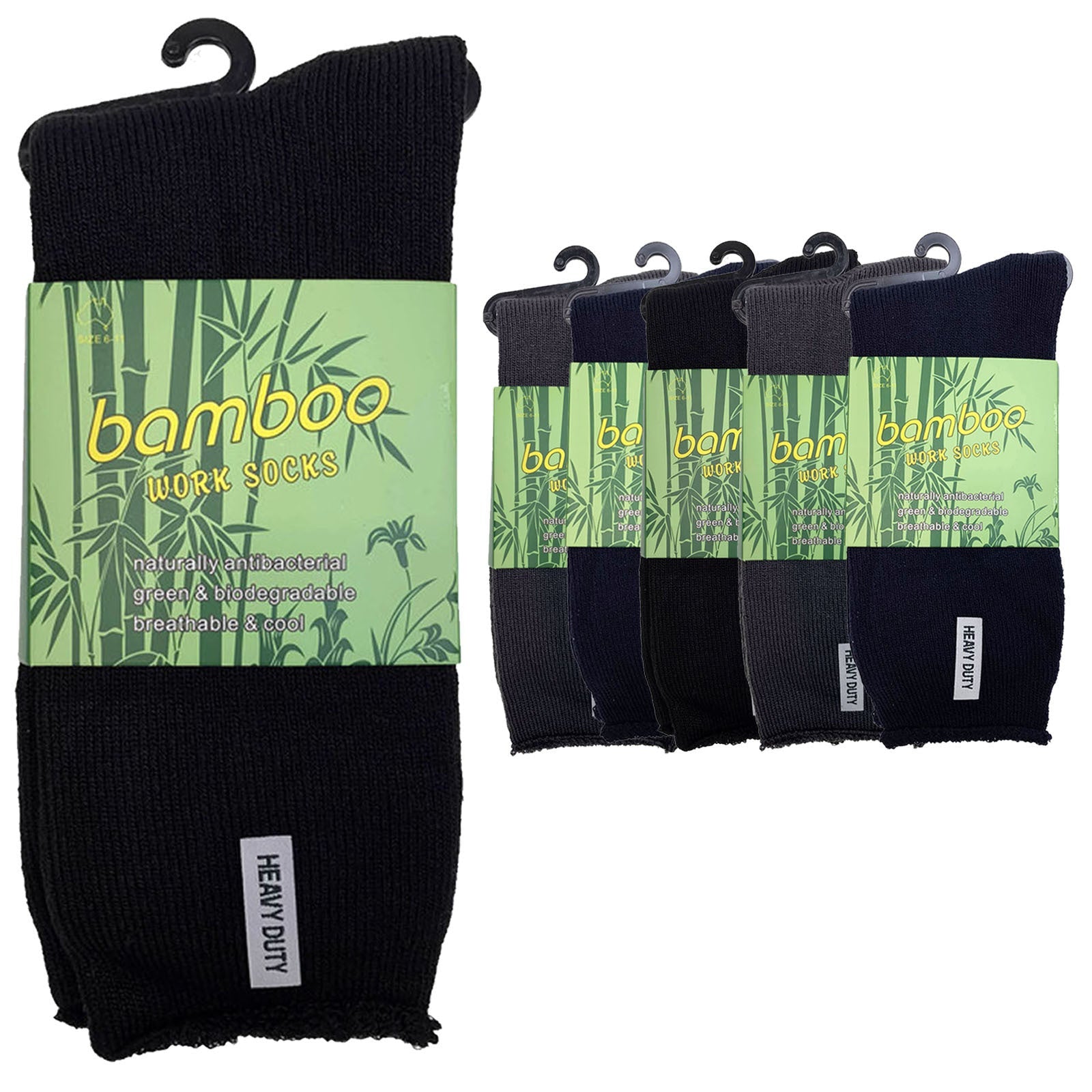 Br Apparel 6 Pairs Premium Bamboo Mens Heavy Duty Thick Work Cushion Bulk Socks