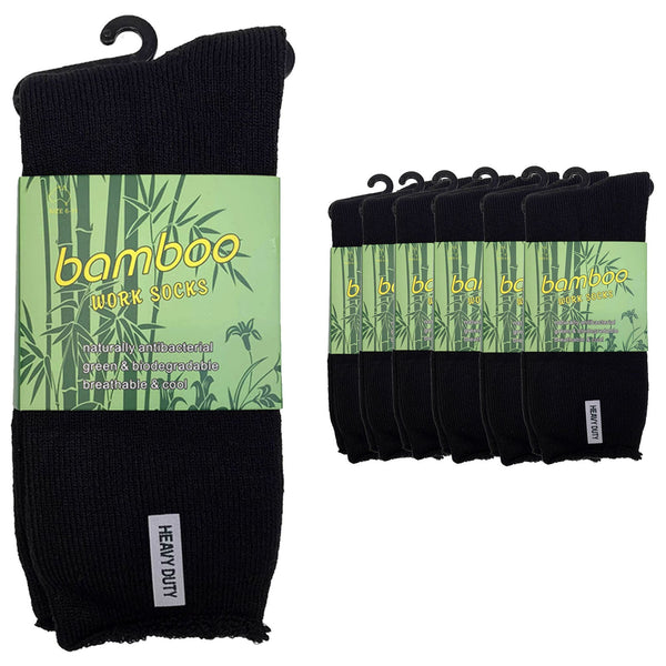 Br Apparel 6 Pairs Premium Bamboo Mens Heavy Duty Thick Work Cushion Bulk Socks