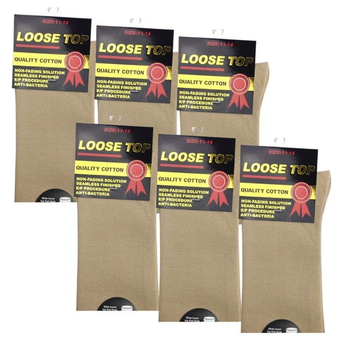 Br Apparel Cotton Rich Loose Top Dress Medical Circulation Diabetic Comfort (6 Pairs) Socks