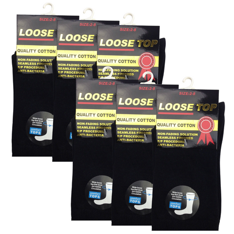 Br Apparel Loose Top Diabetic Cotton Rich Medical Circulation Comfort 6 Pairs Socks