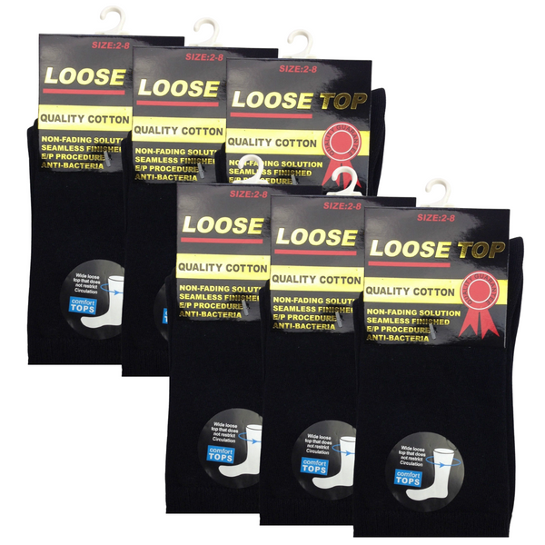 Br Apparel Loose Top Diabetic Cotton Rich Medical Circulation Comfort 6 Pairs Socks