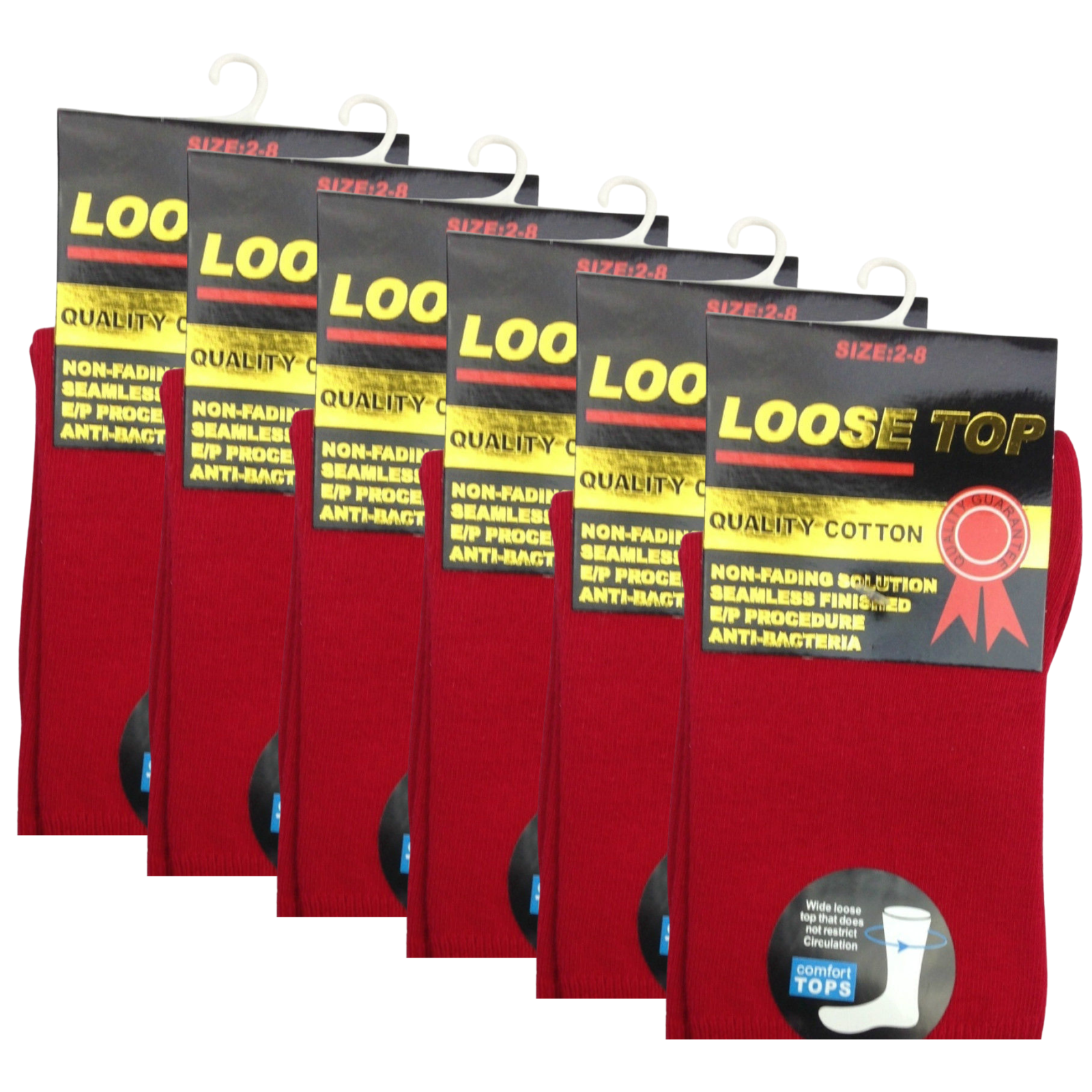 Br Apparel Cotton Rich Loose Top Diabetic Circulation Comfort 6 Pairs Socks