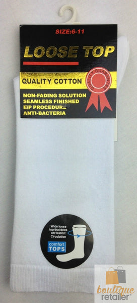 Br Apparel 6X Pair Cotton Rich Loose Top Dress Medical Circulation Diabetic Comfort White Size 11 Socks