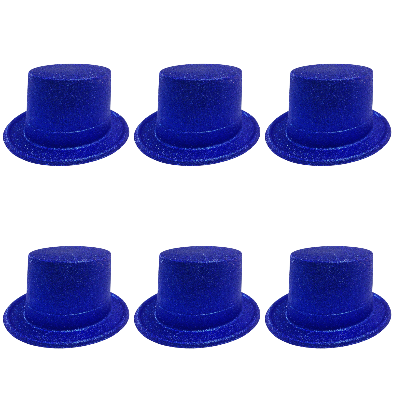 Br Costumes 6X Glitter Top Hat Fancy Party Plastic Tall Cap Fun Bulk Blue Hats