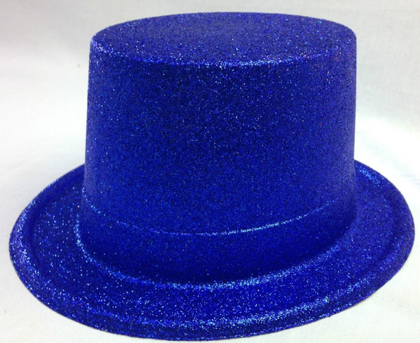 Br Costumes 6X Glitter Top Hat Fancy Party Plastic Tall Cap Fun Bulk Blue Hats
