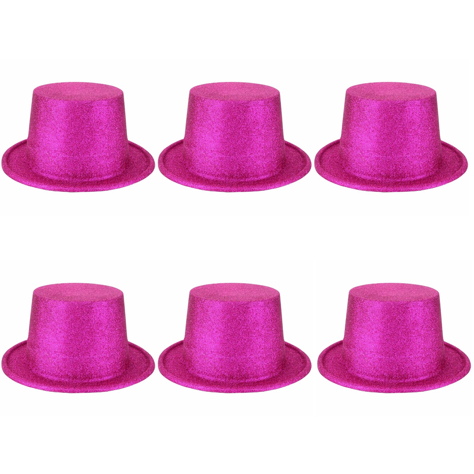 Br Costumes 6X Glitter Top Hat Fancy Party Plastic Tall Cap Fun Bulk Hot Pink Hats