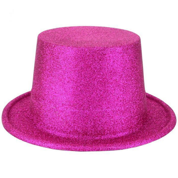 Br Costumes 6X Glitter Top Hat Fancy Party Plastic Tall Cap Fun Bulk Hot Pink Hats