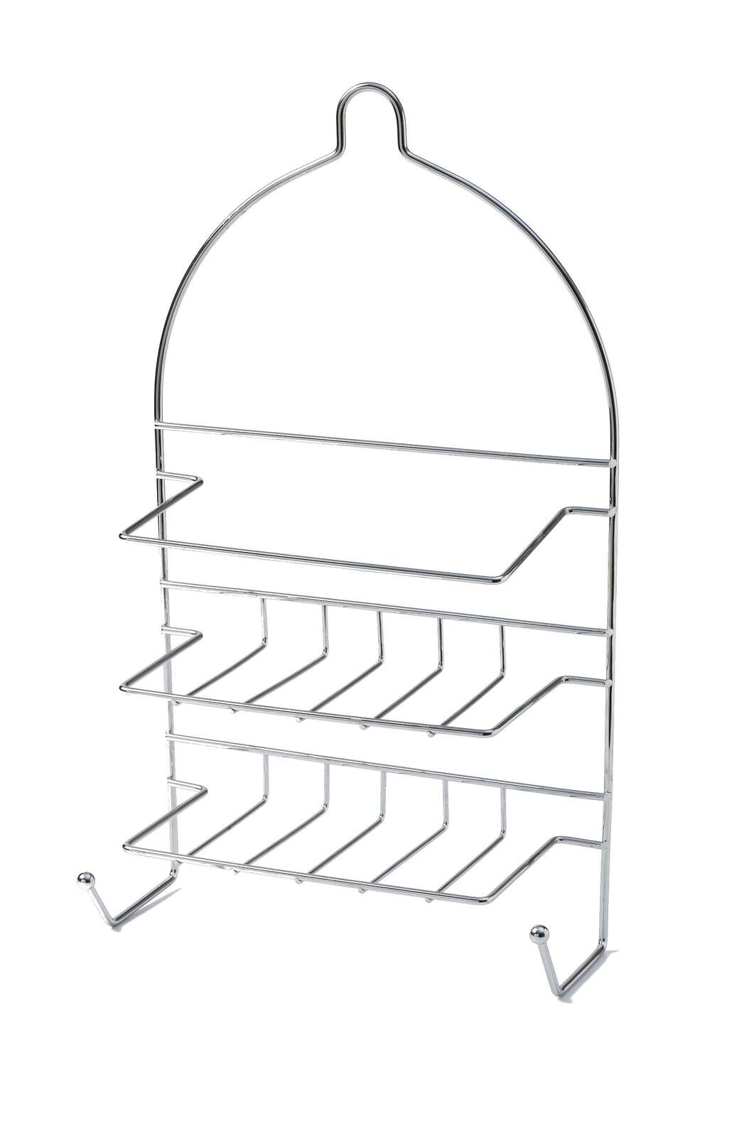 Br Home 2 Tier Shower Caddy Bath Rack Chrome Hanging Hook Basket 25 X 10 43Cm Silver Bath Caddies & Trays