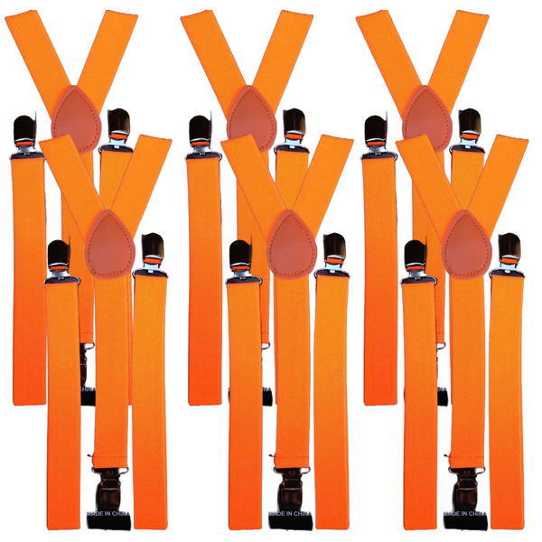 Br Costumes 6X Mens Suspenders Braces Adjustable Strong Clip On Elastic Formal Wedding Fluro Orange Suspenders/Braces