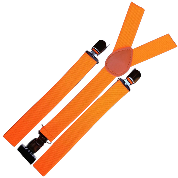 Br Costumes 6X Mens Suspenders Braces Adjustable Strong Clip On Elastic Formal Wedding Fluro Orange Suspenders/Braces