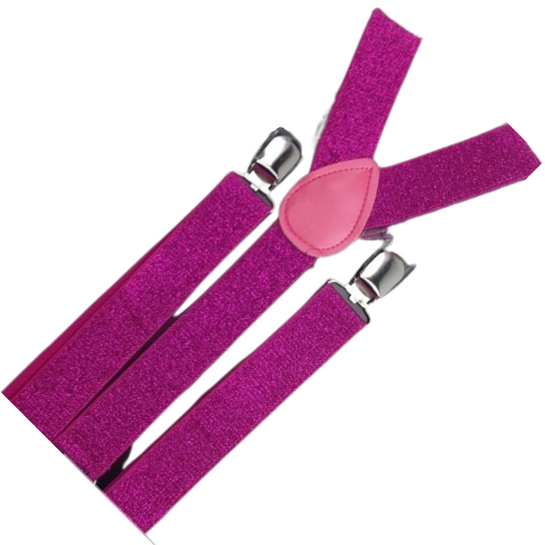 Br Costumes 6X Mens Suspenders Braces Strong Clip On Elastic Formal Wedding Bulk Hot Pink (Glitter) Suspenders/Braces