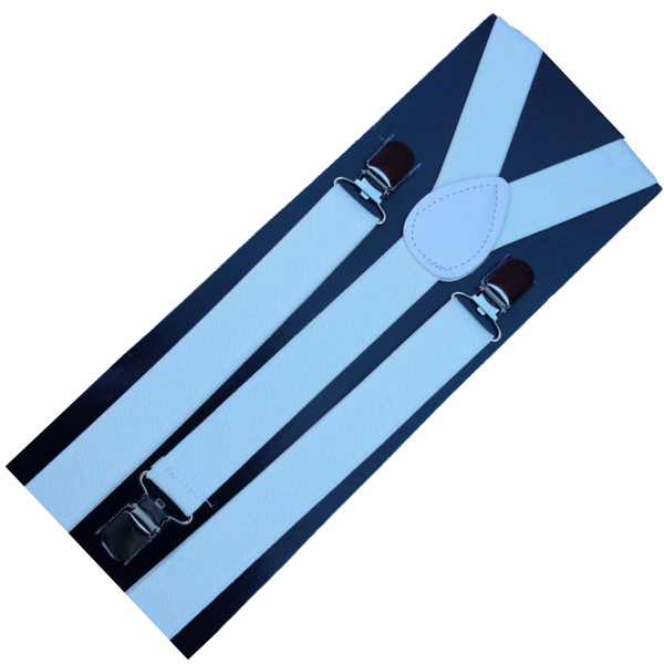 Br Costumes 6X Mens Suspenders Braces Adjustable Strong Clip On Elastic Formal Wedding White Suspenders/Braces