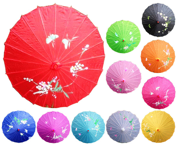 6X Parasol Umbrella Chinese Japanese Bamboo Flower Pattern 80Cm Large Bulk Assorted Colour Pack Venue Decorations