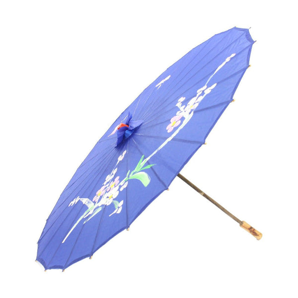 6X Parasol Umbrella Chinese Japanese Bamboo Flower Pattern 80Cm Large Bulk Blue Party Decorations
