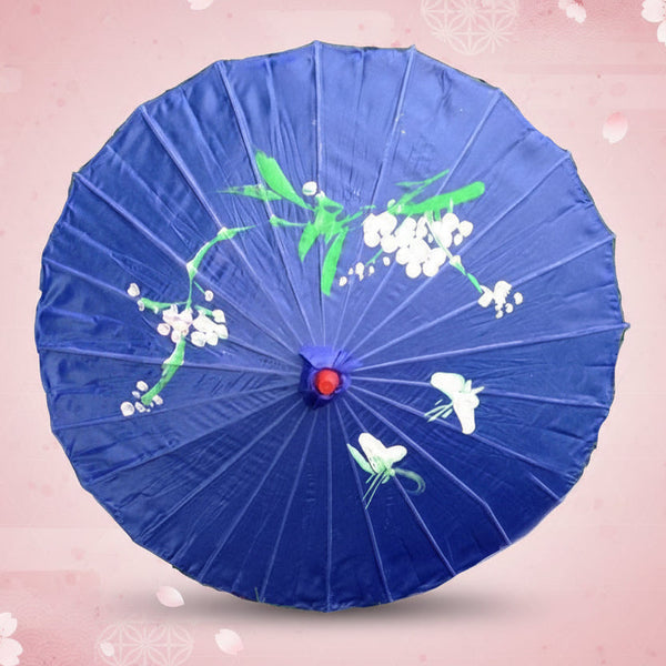 6X Parasol Umbrella Chinese Japanese Bamboo Flower Pattern 80Cm Large Bulk Blue Party Decorations