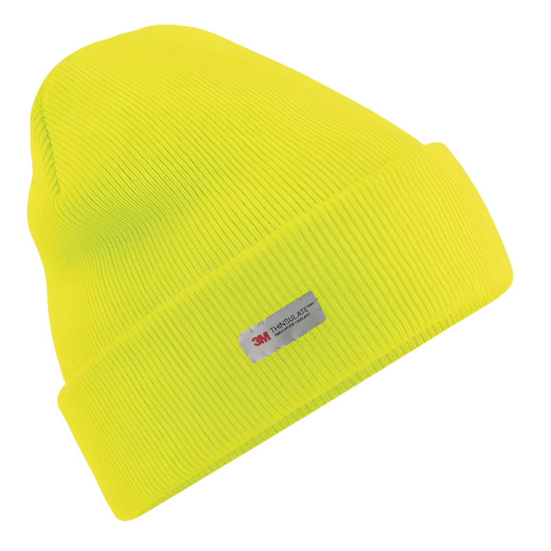 Dents 3M Thinsulate Pull On Beanie Hat Thermal Work High Visibility Neon Yellow Hats
