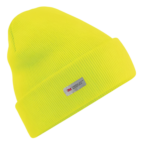 Dents 3M Thinsulate Pull On Beanie Hat Thermal Work High Visibility Neon Yellow Hats
