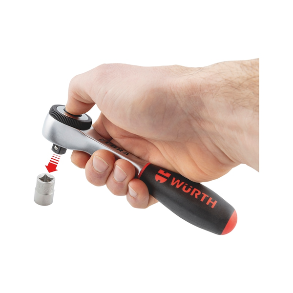 Wurth 1/4" Reversible Ratchet Wrench 360 Degree Twist Handle Chrome Vanadium 135Mm Ratchet Wrenches