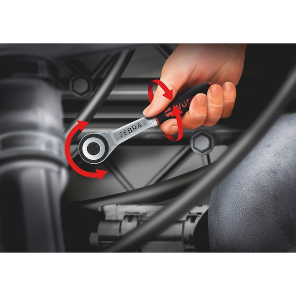 Wurth 3/8" Reversible Ratchet Wrench 360 Twist Handle Chrome Vanadium 175Mm Din 3122 Ratchet Wrenches