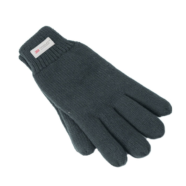 Dents 3M Thinsulate Snow Ski Knitted Polar Fleece Thermal Plain Winter Charcoal Gloves