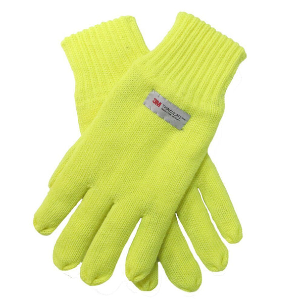 Dents 3M Thinsulate Snow Ski Knitted Hi Vis Fleece Workwear Winter Fluro Yellow Gloves