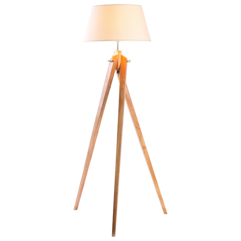 Br Home Large Tripod Floor Lamp Linen Shade Modern Bamboo Retro Twist Light Floor Lamps
