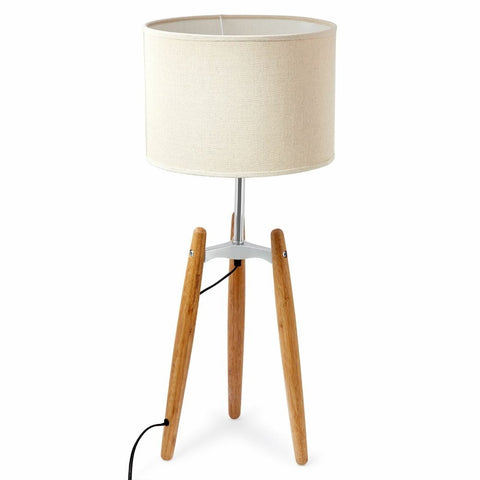 Br Home 73Cm Bamboo Tripod Table Lamp Light Modern With Beige Linen Shade Lamps