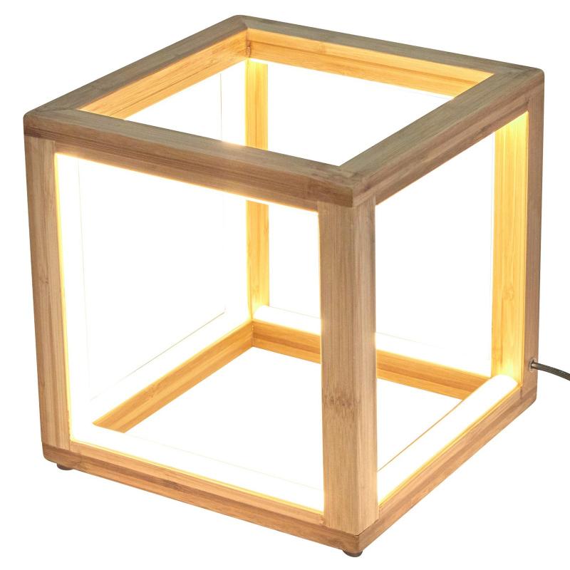 Br Home Bamboo Cube Led Lamp Modern Light Minimalistic Scandi Natural Lamps