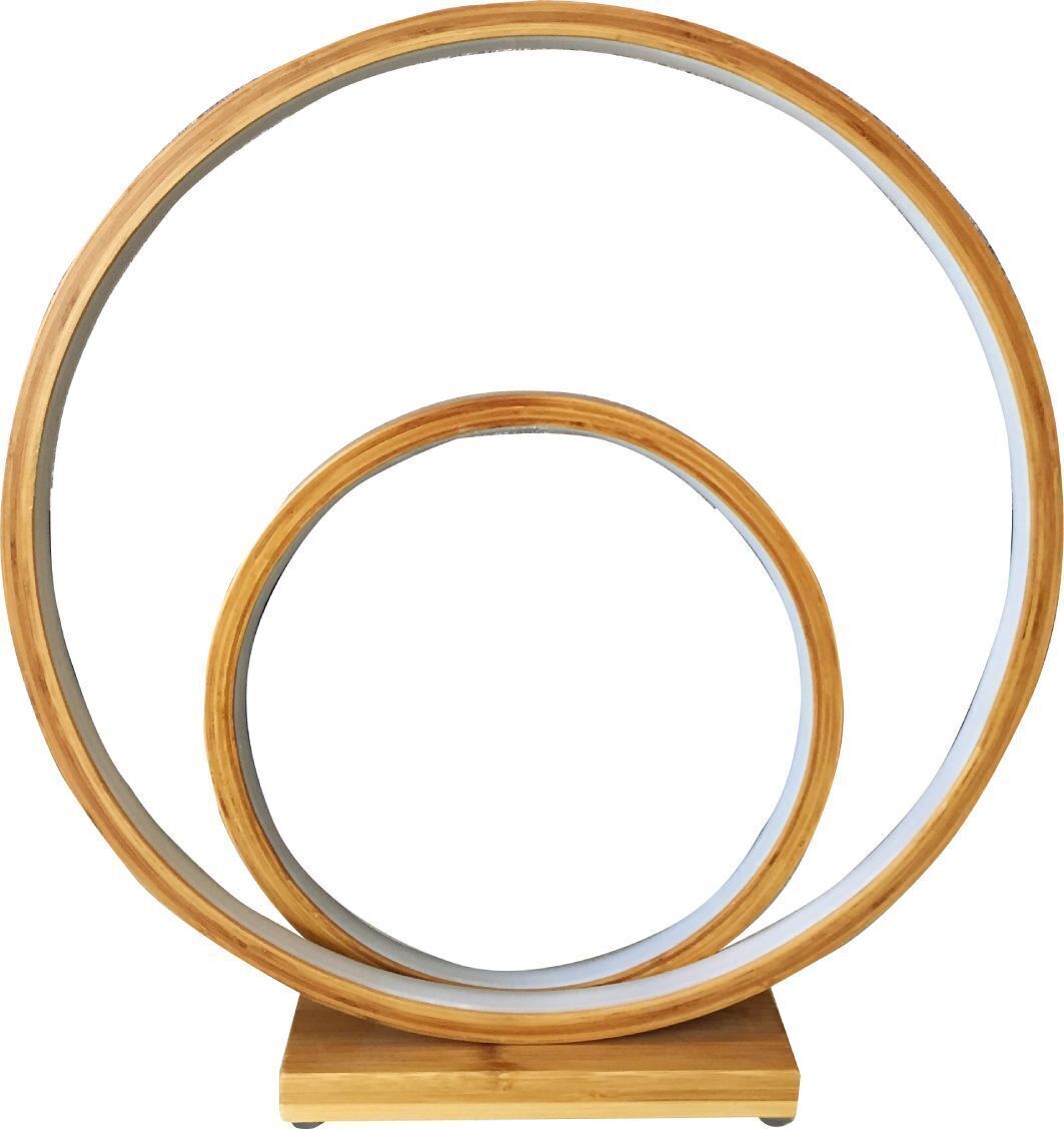 Br Home Natural Double Circle Bamboo Led Table Lamp Light Modern Scandi Minimal Lamps