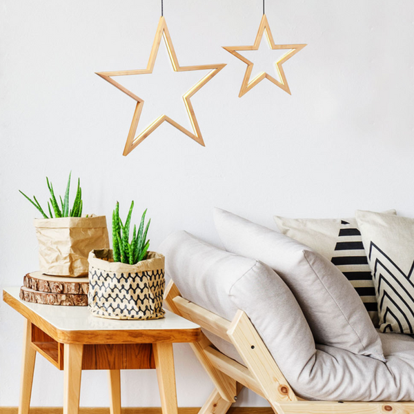 Br Home Ceiling Bamboo Star Led Hanging Lamp Natural Decor Lighting Pendant Chandeliers & Ceiling Fixtures