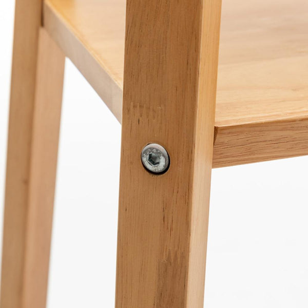 Br Home Eiffel 3 Tier Natural Wood Floor Lamp W/ Storage Shelves + Off White Linen Shade Floor Lamps