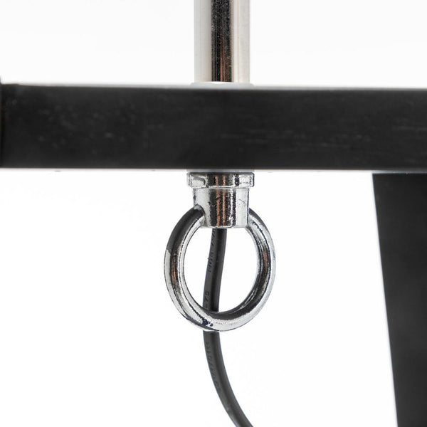 Eiffel 3 Tier Natural Wood Floor Lamp W/ Storage Shelves + Off White Linen Shade Floor Lamps