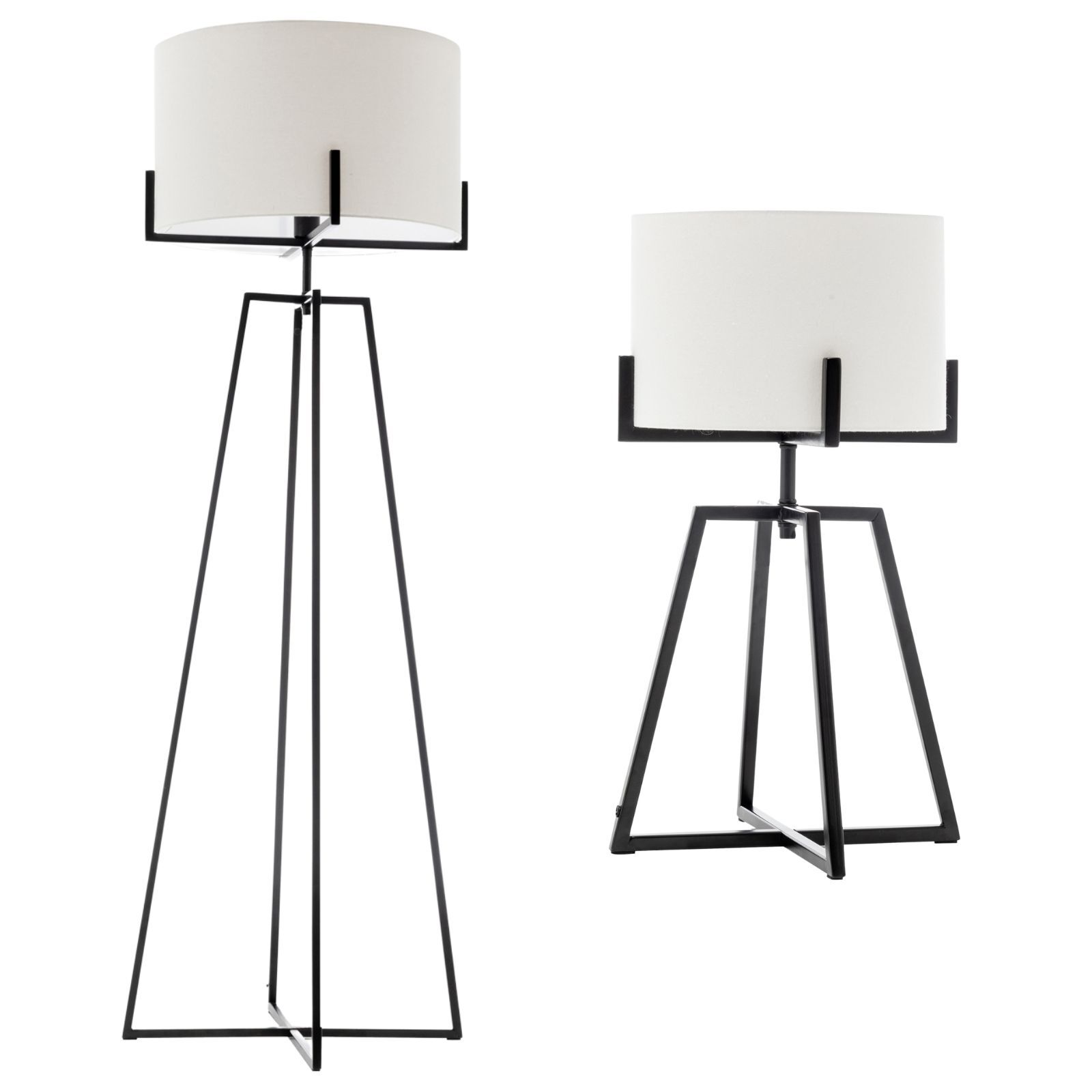 Br Home Modern Dimmable Floor Lamp + Table Desk W/ Linen Shade Scandi Matte Black Floor Lamps
