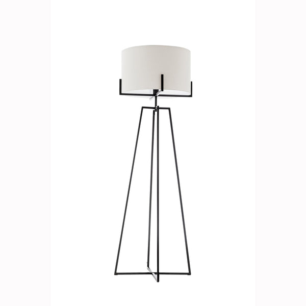 Br Home Modern Dimmable Floor Lamp + Table Desk W/ Linen Shade Scandi Matte Black Floor Lamps