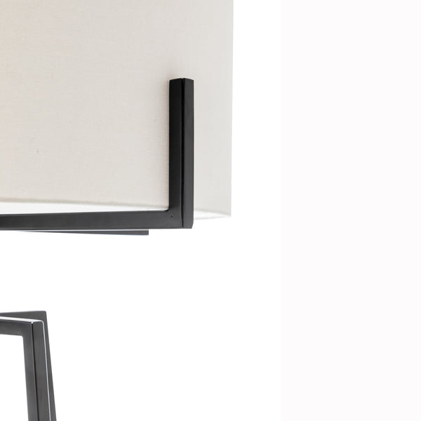 Br Home Modern Dimmable Floor Lamp + Table Desk W/ Linen Shade Scandi Matte Black Floor Lamps