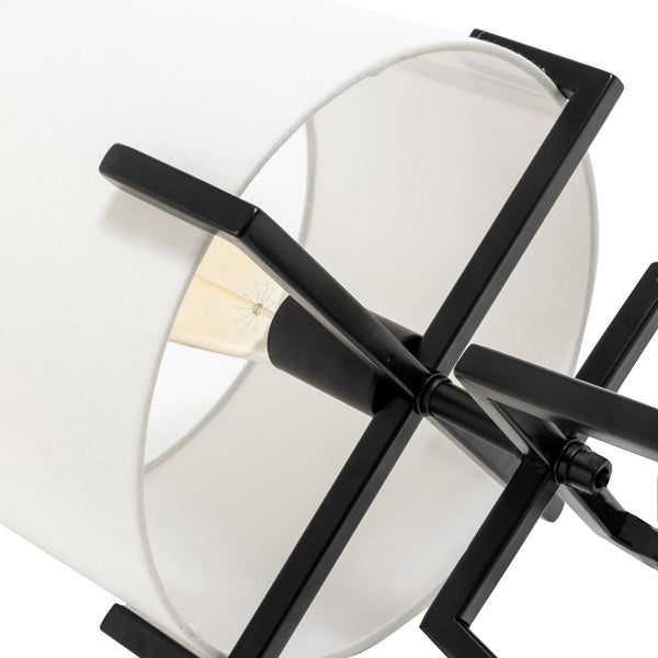 Br Home Modern Dimmable Floor Lamp + Table Desk W/ Linen Shade Scandi Matte Black Floor Lamps