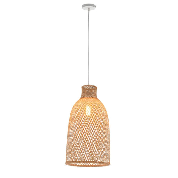 Natural Woven Bamboo Cone Pendant Lamp Hanging Light Bell Shade Boho Chandeliers & Ceiling Fixtures