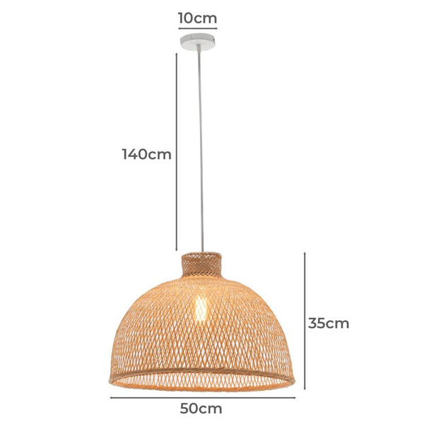 Natural Hand Woven Bamboo Dome Pendant Lamp Hanging Light Rattan Style Chandeliers & Ceiling Fixtures