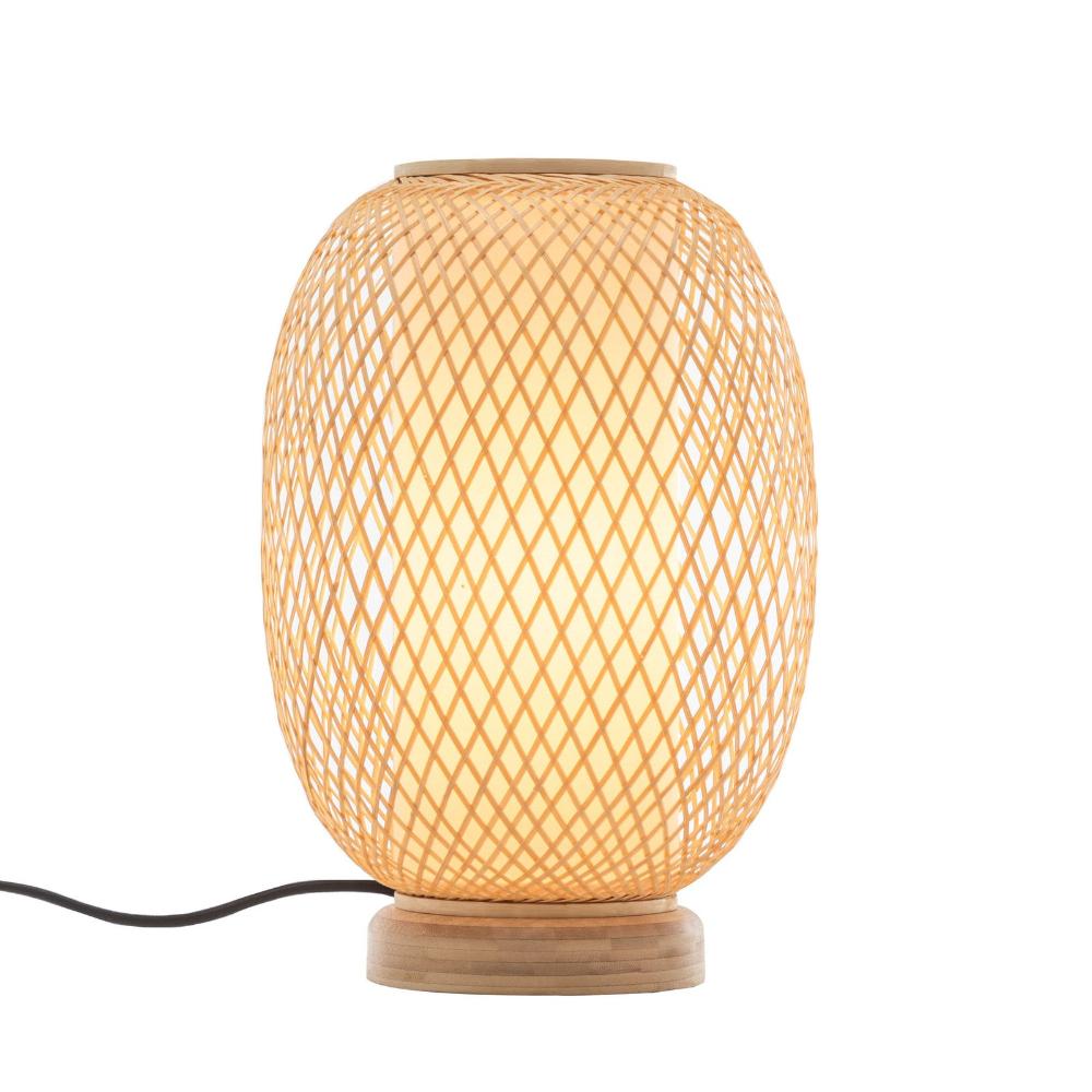 Natural Woven Bamboo Oval Table Lamp Light Shade Boho Coastal Lamps