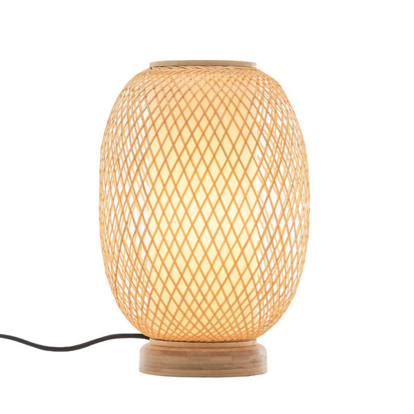 Natural Woven Bamboo Oval Table Lamp Light Shade Boho Coastal Lamps